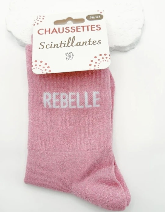 Chaussettes scintillantes roses Rebelle