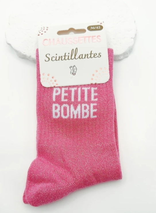 Chaussettes scintillantes fuchsia Petite Bombe