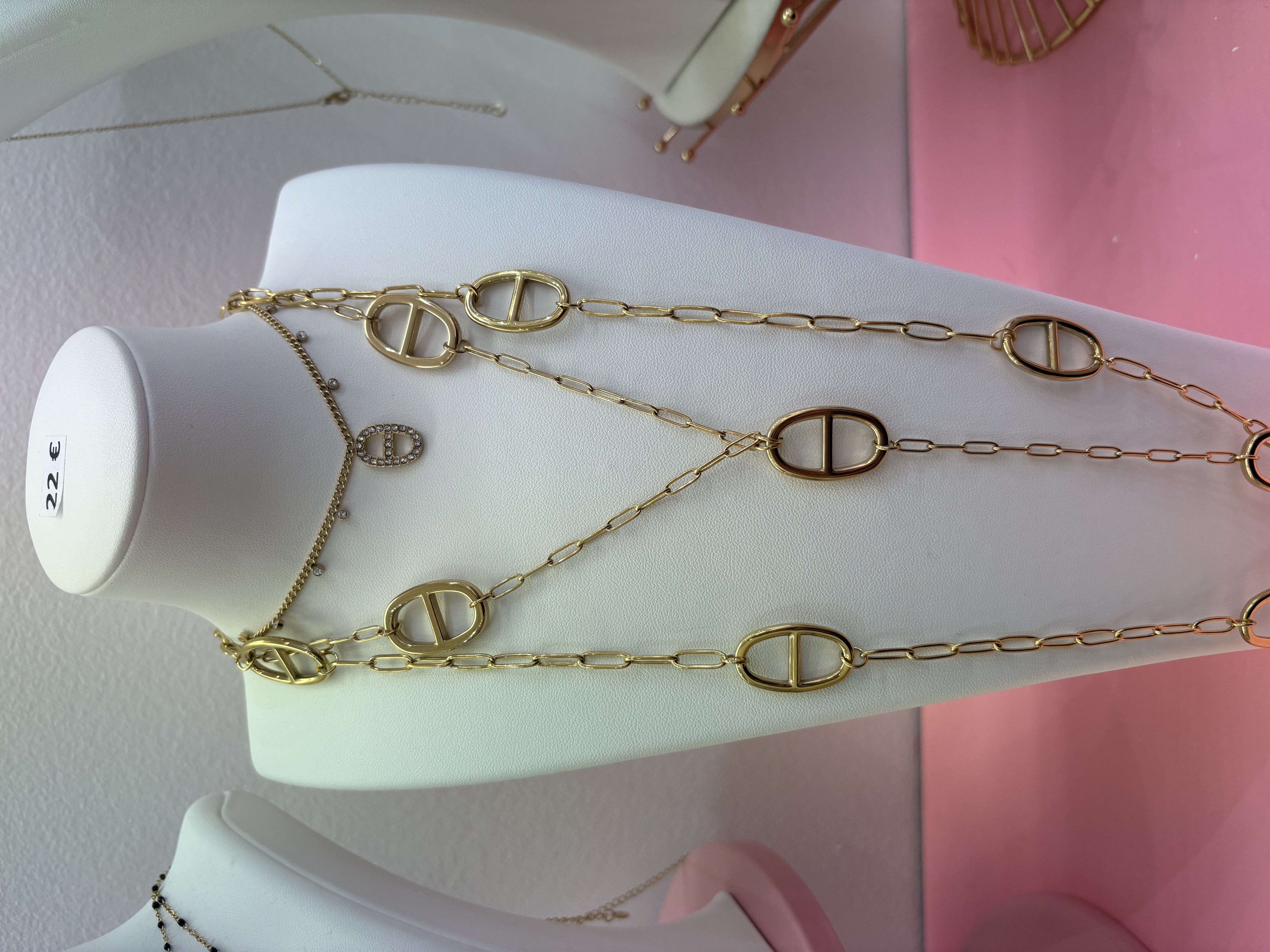Collier sautoir maillons ovales doré