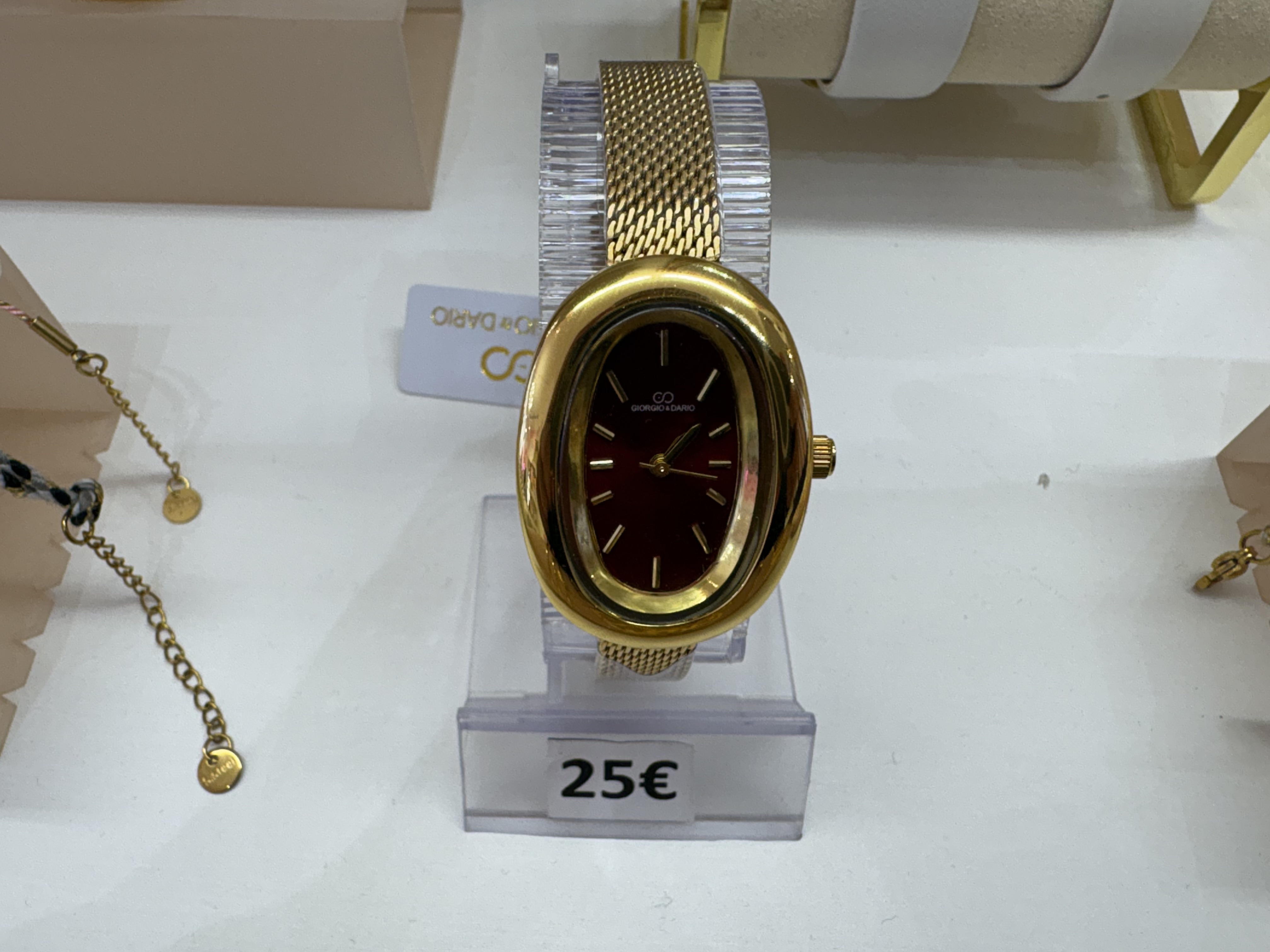 Montre dorée Giorgio & Dario cadran bordeaux