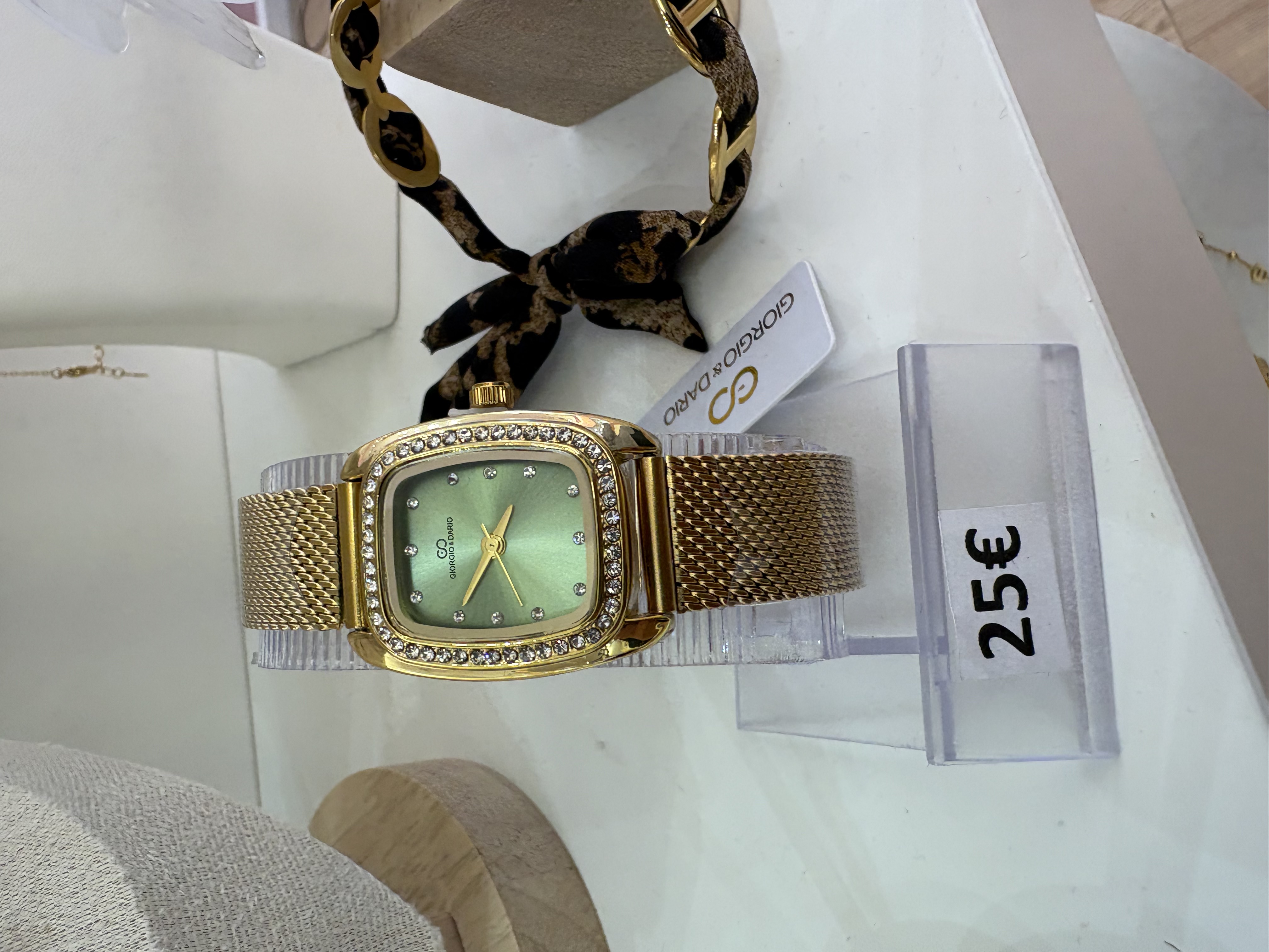 Montre dorée Giorgio & Dario cadran vert d'eau