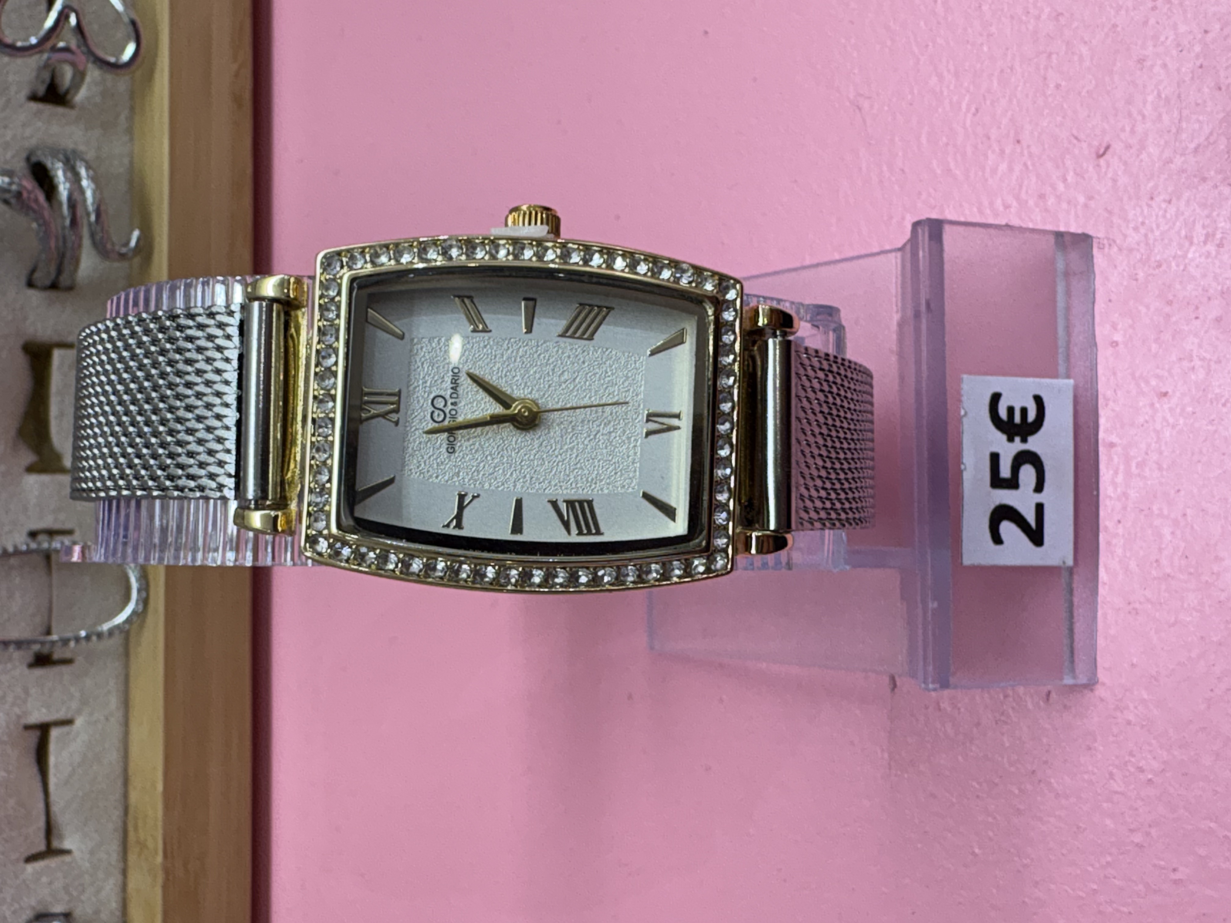 Montre rectangulaire dorée et argentée Giorgio & Dario
